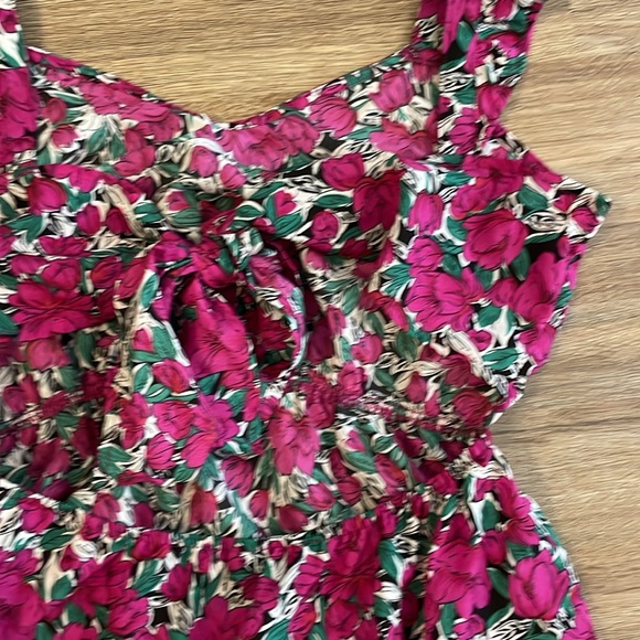 SHEIN VCAY Purple & Blue Floral Print Ruffled Self-Tie Cut Out Mini Dress - Picture 11 of 12